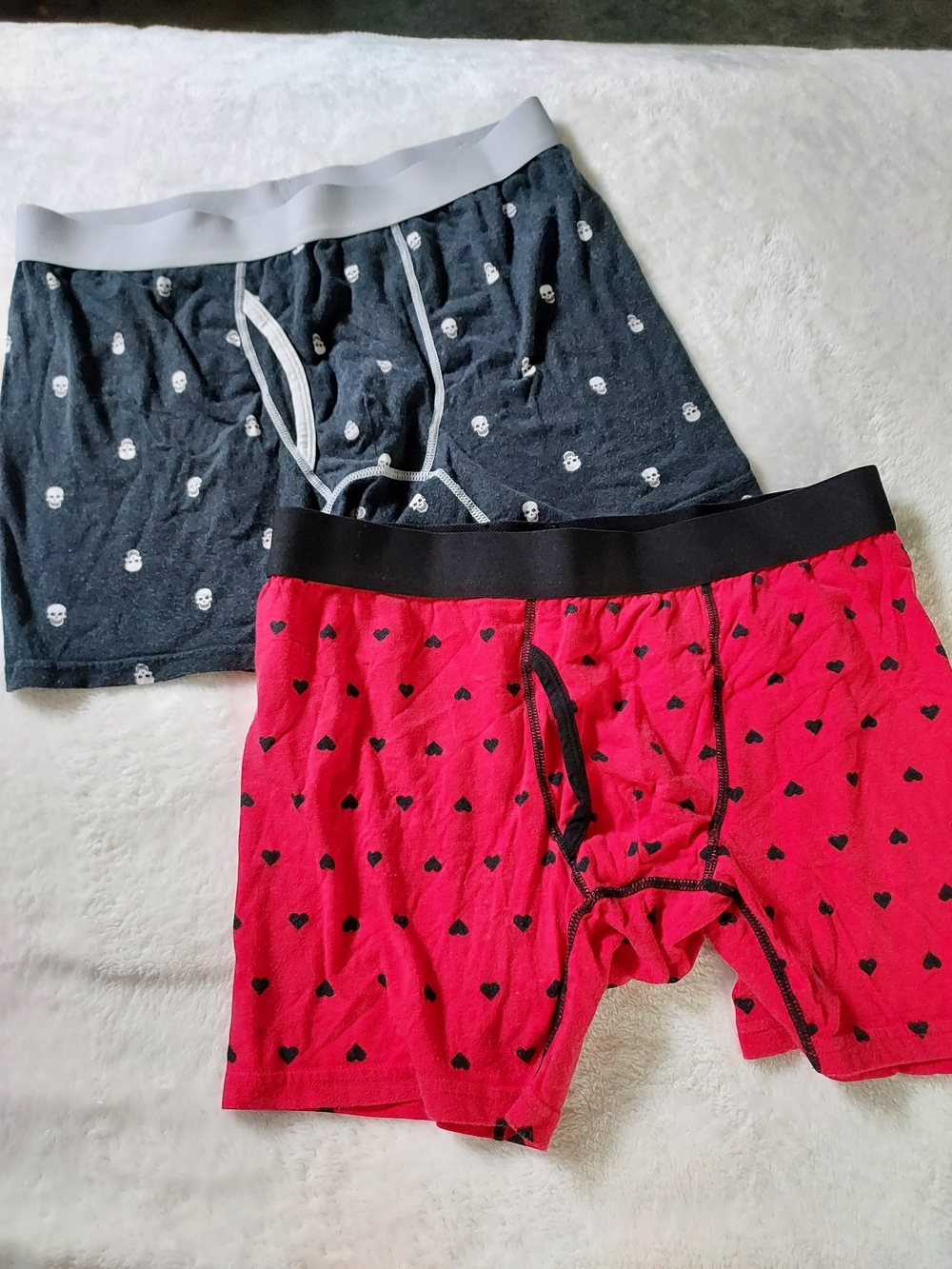 No Boundaries Cotton Comfort Boxer Brief Two-Pack Quirky Hearts & Skulls Med